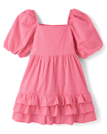 Girls Bow Ruffle Dress - Blushing Blooms