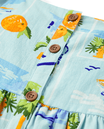 Girls Travel Linen-Blend Tiered Dress - Swim