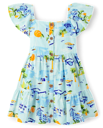 Girls Travel Linen-Blend Tiered Dress - Swim