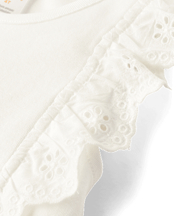 Girls Eyelet Flutter Top - Little Essentials