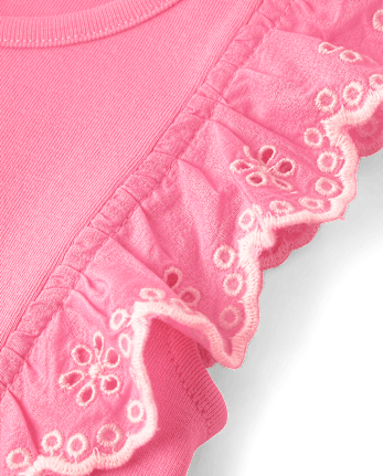 Girls Eyelet Flutter Top - Little Essentials