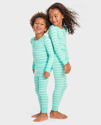 Kids Striped Snug Fit Cotton Pajamas - Gymmies