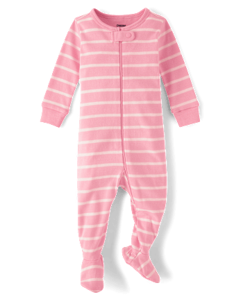 Baby Striped Snug Fit Cotton Footed One Piece Pajamas - Gymmies