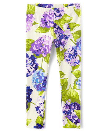 Girls Hydrangea Leggings - Lavender Fields