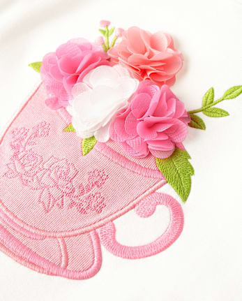 Girls Embroidered Floral Top - Blushing Blooms