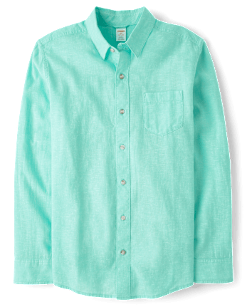 Mens Dad And Me Linen-Blend Button Up Shirt