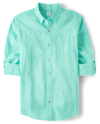 Mens Dad And Me Linen-Blend Button Up Shirt