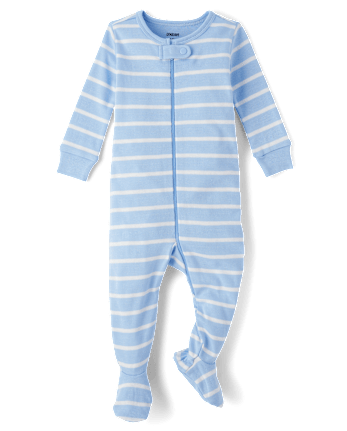 Baby Striped Snug Fit Cotton Footed One Piece Pajamas - Gymmies