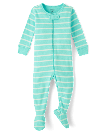 Baby Striped Snug Fit Cotton Footed One Piece Pajamas - Gymmies