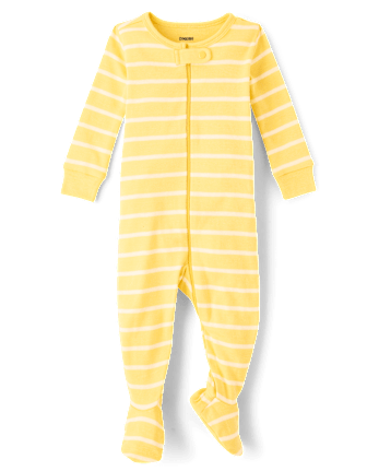 Baby Striped Snug Fit Cotton Footed One Piece Pajamas - Gymmies