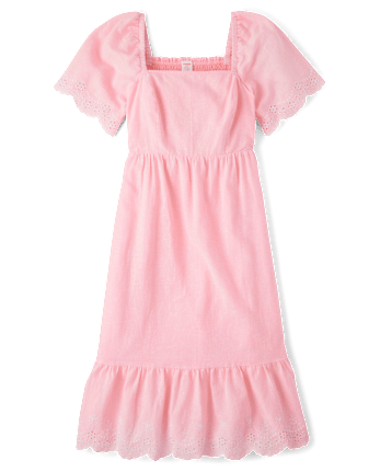 Womens Mommy And Me Eyelet Linen-Blend Tiered Dress