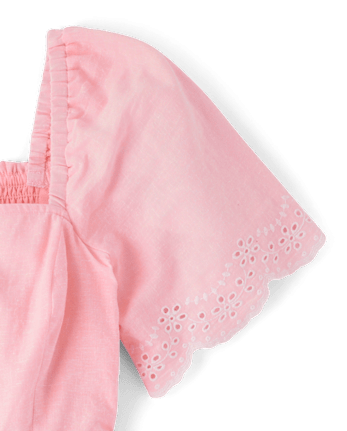 Womens Mommy And Me Eyelet Linen-Blend Tiered Dress