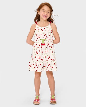 Girls Cherry Ruffle Dress - Sweet Summer