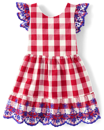 Girls Mommy And Me Gingham Ruffle Dress - American Cutie