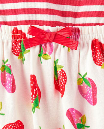 Girls Embroidered Strawberry Flutter Dress - Little Essentials