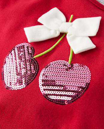 Girls Sequin Cherry Top - Sweet Summer