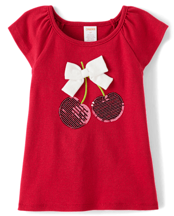 Girls Sequin Cherry Top - Sweet Summer