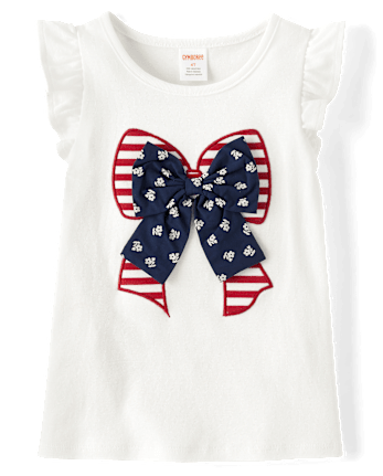 Girls Embroidered Graphic Ruffle Top - American Cutie