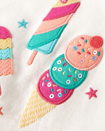 Girls Embroidered Graphic Ruffle Top - Little Essentials