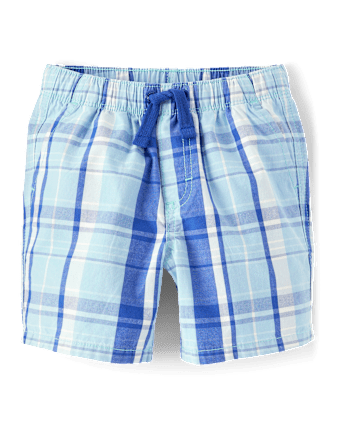 Boys Plaid Pull On Shorts - Sweet Summer