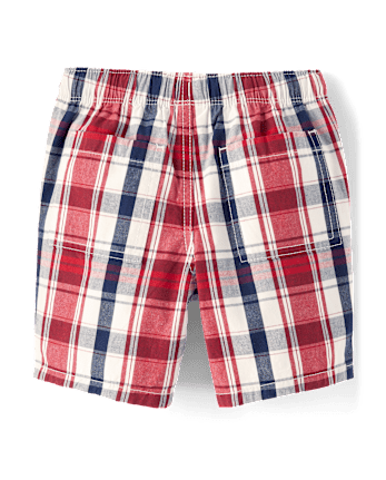 Boys Plaid Pull On Shorts - American Cutie