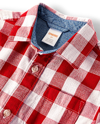 Boys Dad And Me Gingham Button Up Shirt - American Cutie