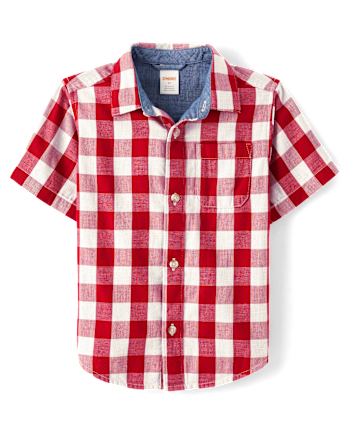 Boys Dad And Me Gingham Button Up Shirt - American Cutie