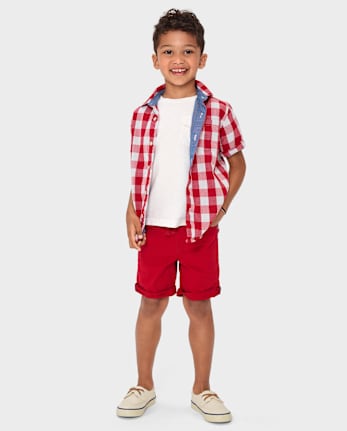 Boys Roll Cuff Pull On Shorts - American Cutie