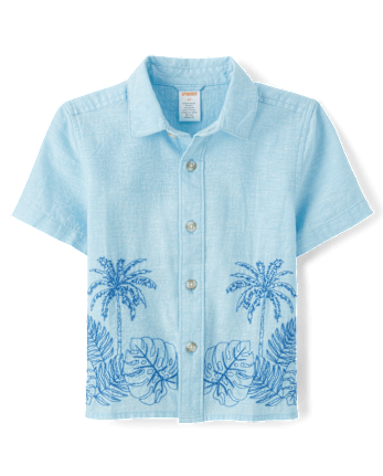 Chemise boutonnée brodée en lin mélangé pour enfant