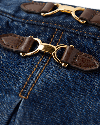 Girls Pleated Buckle Denim Skort - Highland Hills