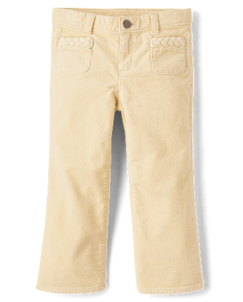 Girls Braided Patch Pocket Corduroy Wide Leg Pants - Highland Hills