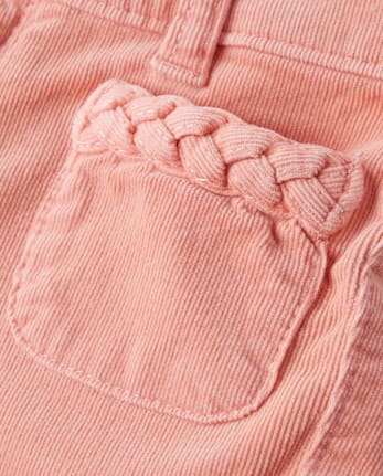 Girls Braided Patch Pocket Corduroy Wide Leg Pants - Highland Hills