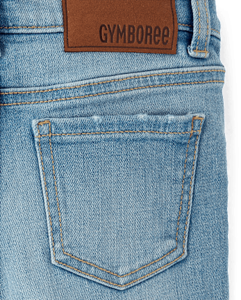Girls Bow Patch Pocket Wide Leg Jeans - Campus Cuties
