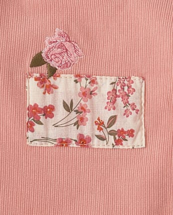 Pantalon évasé en velours côtelé à fleurs brodées pour fille - Highland Hills