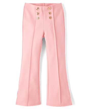 Girls Button Ponte Split Flare Jeggings - Little Essentials