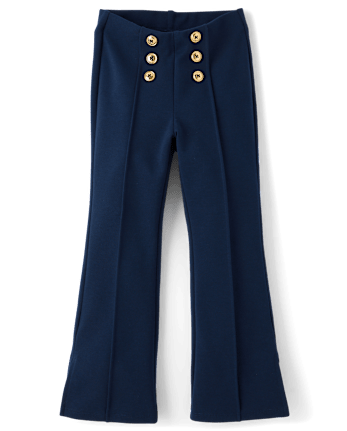 Girls Button Ponte Split Flare Jeggings - Little Essentials
