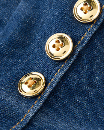 Girls Button High Rise Wide Leg Jeans - Little Essentials