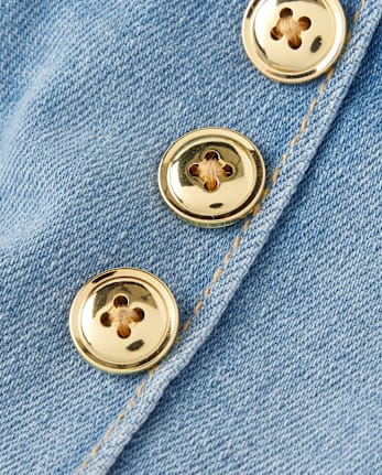Girls Button High Rise Wide Leg Jeans - Little Essentials