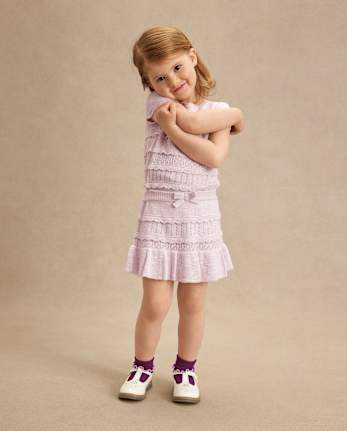 Girls Pointelle Sweater Peplum Skirt - Magical Meadows