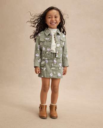 Girls Floral Button Cargo Skirt - Magical Meadows