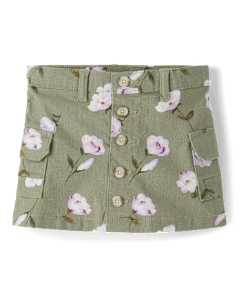 Girls Floral Button Cargo Skirt - Magical Meadows