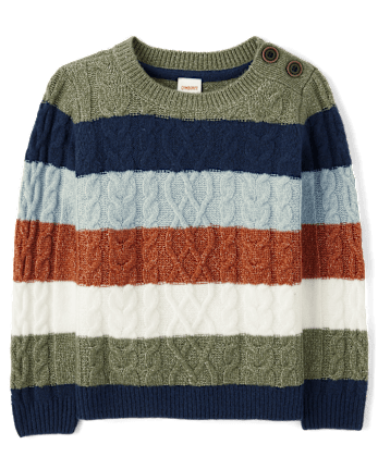 Boys Striped Cable Knit Sweater - Fall Celebrations