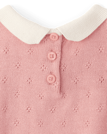 Girls Bow Pointelle Sweater - Campus Cuties