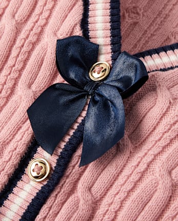 Cardigan en maille torsadée avec nœud pour fille - Campus Cuties