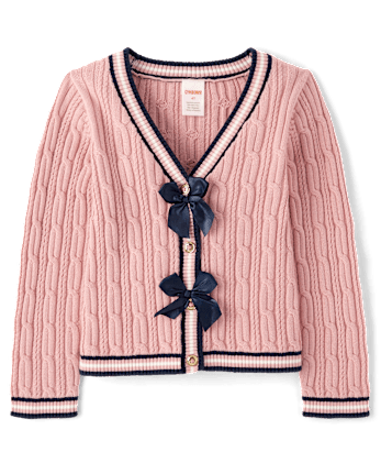Cardigan en maille torsadée avec nœud pour fille - Campus Cuties