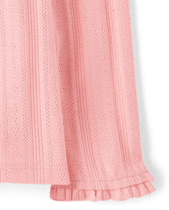 Haut à col roulé boutonné en maille ajourée pour filles - Little Essentials
