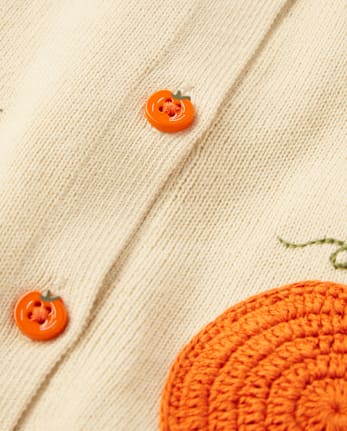 Girls Crochet Pumpkin Cardigan - Fall Celebrations