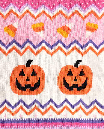 Girls Halloween Fairisle Sweater Dress - Halloween
