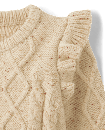 Girls Cable Knit Flutter Sweater - Highland Hills