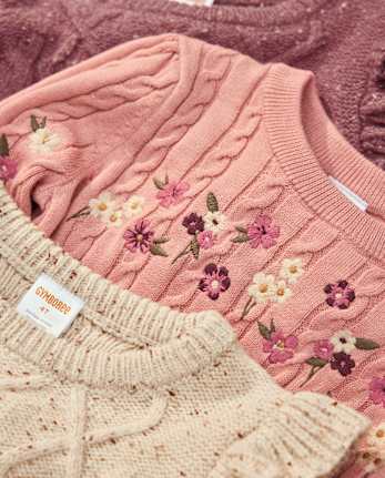 Girls Cable Knit Flutter Sweater - Highland Hills